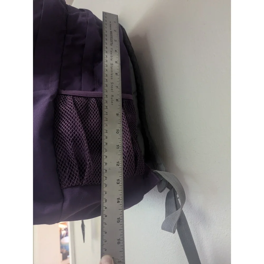 JanSport Purple Backpack Bookbag School Travel Daypack Gray Straps Zip Pockets